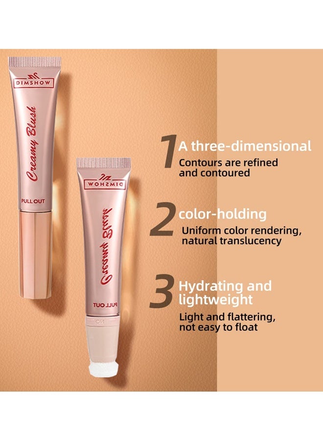 DIMSHOW Creamy Blush Beauty Wand, Contour Stick With Soft Cushion Applicator - Natural Smooth Creamy Highlight Matte for Cheeks #01 - Image 5