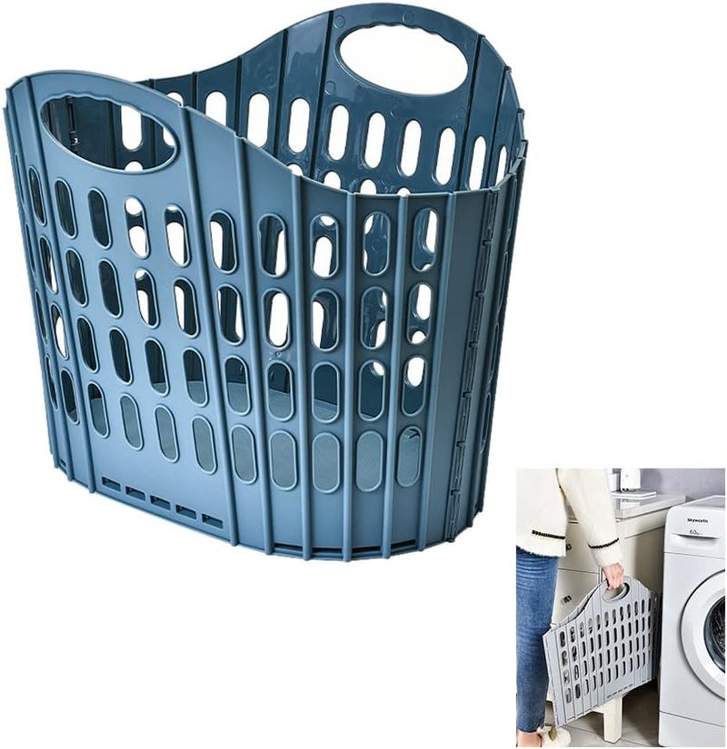 نيماي سلة غسيل قابلة للطي كبيرة، سلة غسيل قابلة للطي، سلة غسيل ملابس قابلة للطي عالية السعة، صندوق تخزين غسيل بلاستيكي بمقابض مزدوجة، صندوق تنظيم ألعاب، أزرق - Image 1