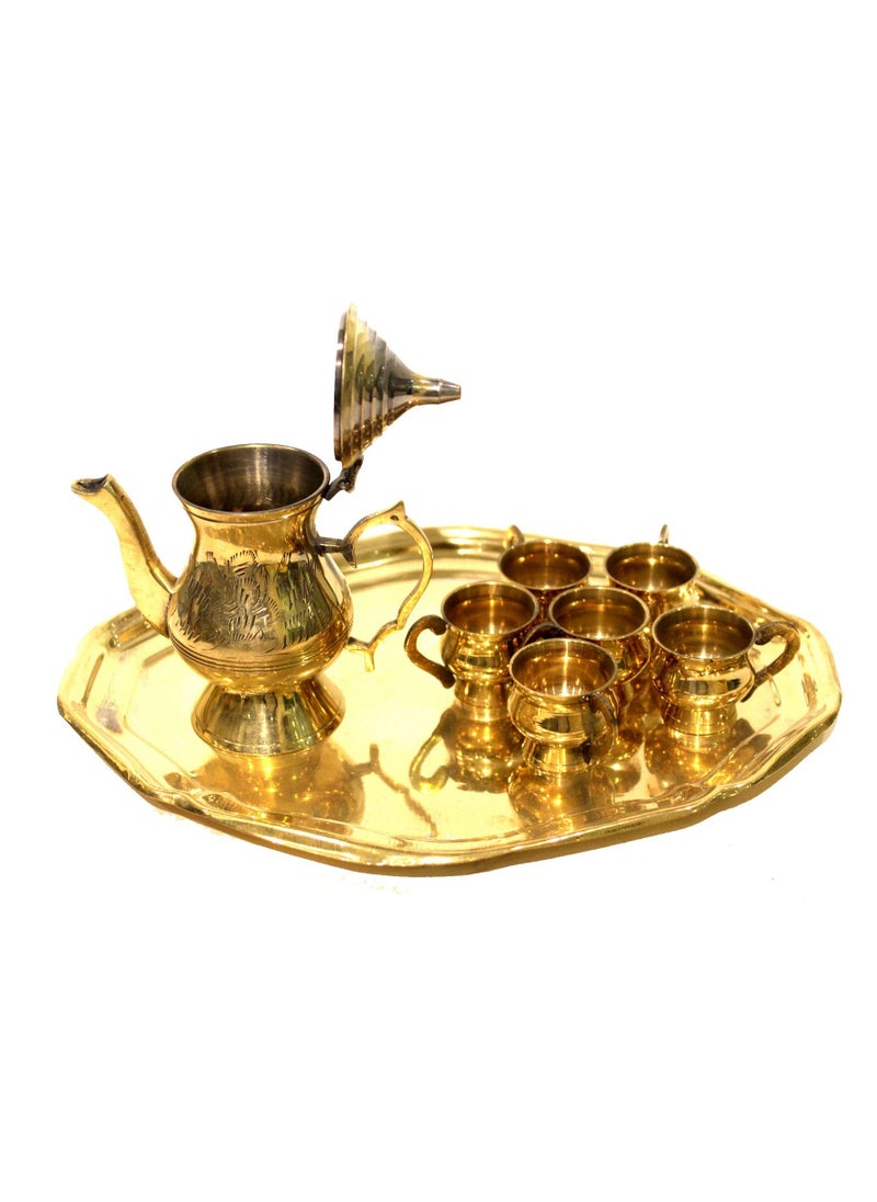 Antique Museum - DUBAI SOUVENIR BRASS DALLA SET / FINJAN SET 10 INCHES-ALN1161 - Image 1