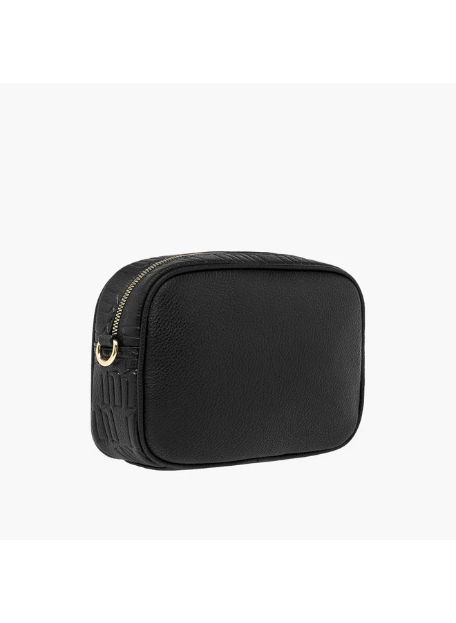 MISSY BLACK Women Monogram Embossed Crossbody Bag with Pouch and Adjustable Strap for Women | Best Price UAE