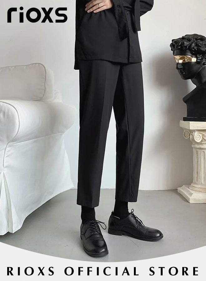 RIOXS Men's Classic Fit Pants, Trendy Straight Leg Pants, Casual Business Trousers with Pockets, Comfortable Casual Solid Trousers, Suitable for Leisure and Outdoor Activities  - Image 2