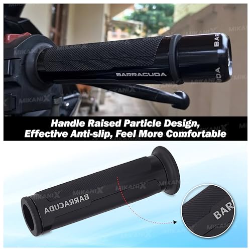 MIKANIX Barracuda Handle Grip with Metal Handlebar Ends with Aluminum Insert for Bikes Handle Bar Grip Universal for Bike (Pack of 2) (Black) - Image 3