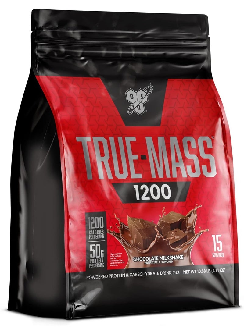 BSN - TRUE-MASS 1200 Weight Gainer, Muscle Mass Gainer Protein Powder, Chocolate Milkshake 10.38 LB - Image 1