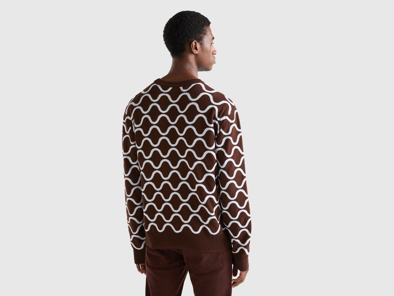 بينيتون سويتر رجالي قابل للعكس برسمة موجية - Image 4