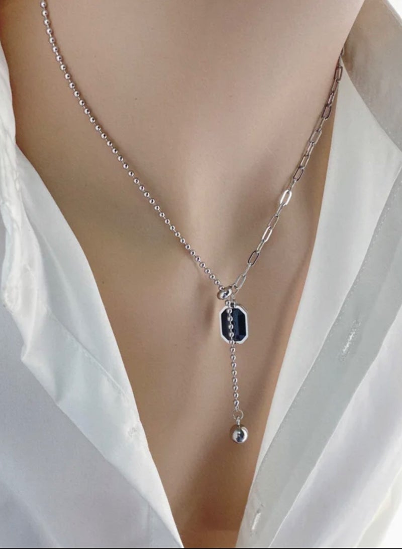 بلو لاين سلسال نسائي مصنوع من الاستانلس ستيل ومرصع بالزركون - Image 5