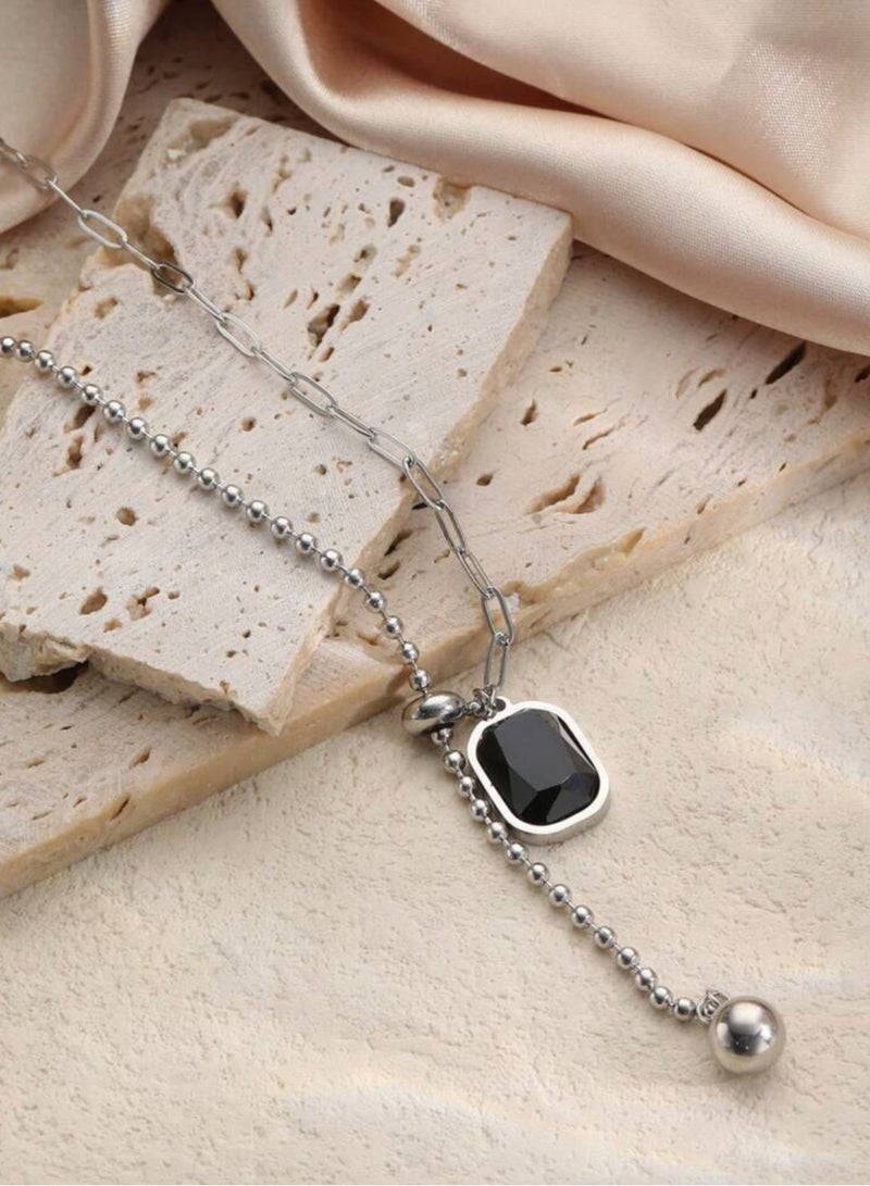 بلو لاين سلسال نسائي مصنوع من الاستانلس ستيل ومرصع بالزركون - Image 3