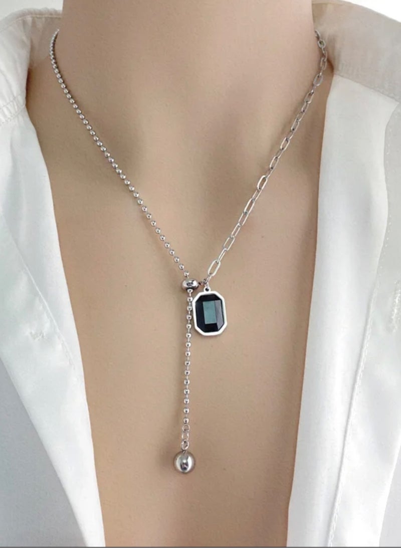 بلو لاين سلسال نسائي مصنوع من الاستانلس ستيل ومرصع بالزركون - Image 2