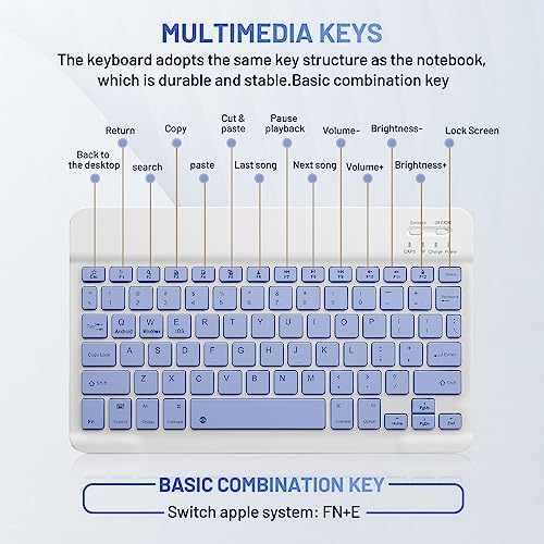 Guiheng Bluetooth Keyboard and Mouse Combo Rechargeable Portable Wireless Keyboard Mouse Set for Apple iPad iPhone iOS 13 and Above Samsung Tablet Phone Smartphone Android Windows (10 inch Purple) - Image 5