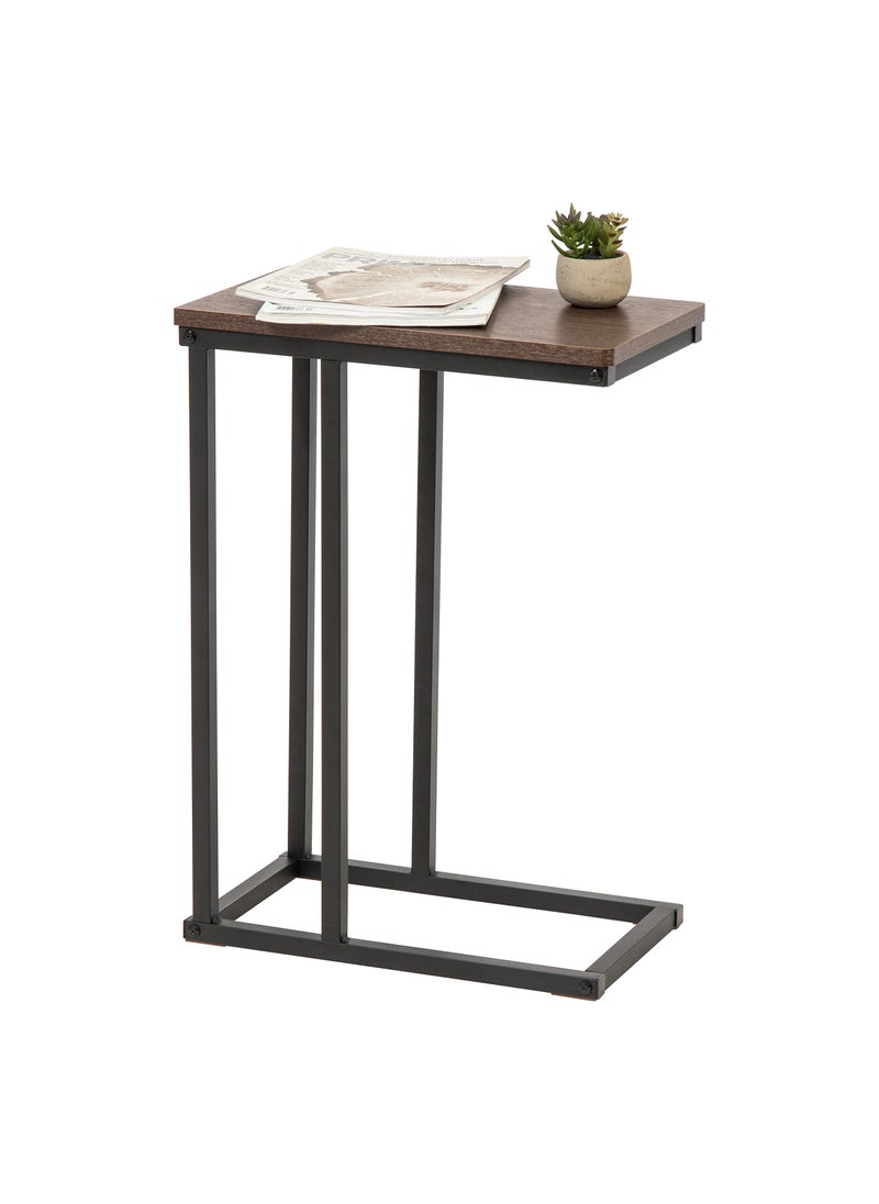 IRIS IRIS USA Wood and Metal Frame Side Table Accent Sofa End Table Coffee Snack Bedroom Night Stand Living Room Computer Desk CShape Basic 