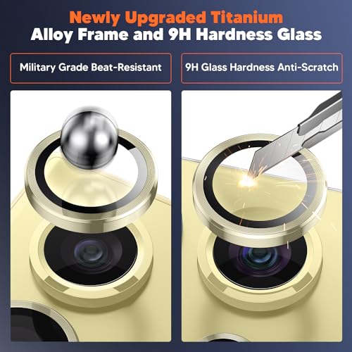 Hoerrye for Samsung Galaxy S24 Ultra Camera Lens Protector, Case-Friendly, Ultra-HD 9H Tempered Glass Screen Protector, Anti-Scratch, Space Titanium Military-Grade Drop Protection, Titanium Yellow - Image 5