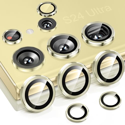 Hoerrye for Samsung Galaxy S24 Ultra Camera Lens Protector, Case-Friendly, Ultra-HD 9H Tempered Glass Screen Protector, Anti-Scratch, Space Titanium Military-Grade Drop Protection, Titanium Yellow - Image 1