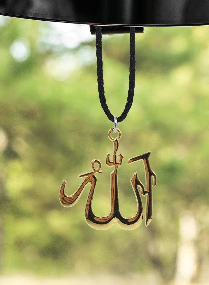 NMC Car Hanging Allah Pendant – Elegant Vehicle Decoration, Durable Metallic Design, Ideal for Gifting, 1 Pc,Gold - Image 2