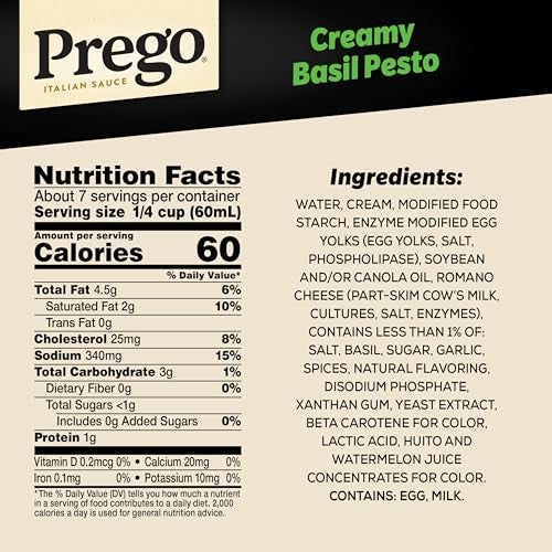 Prego Creamy Basil Pesto Pasta Sauce, 14.5 oz Jar - Image 2