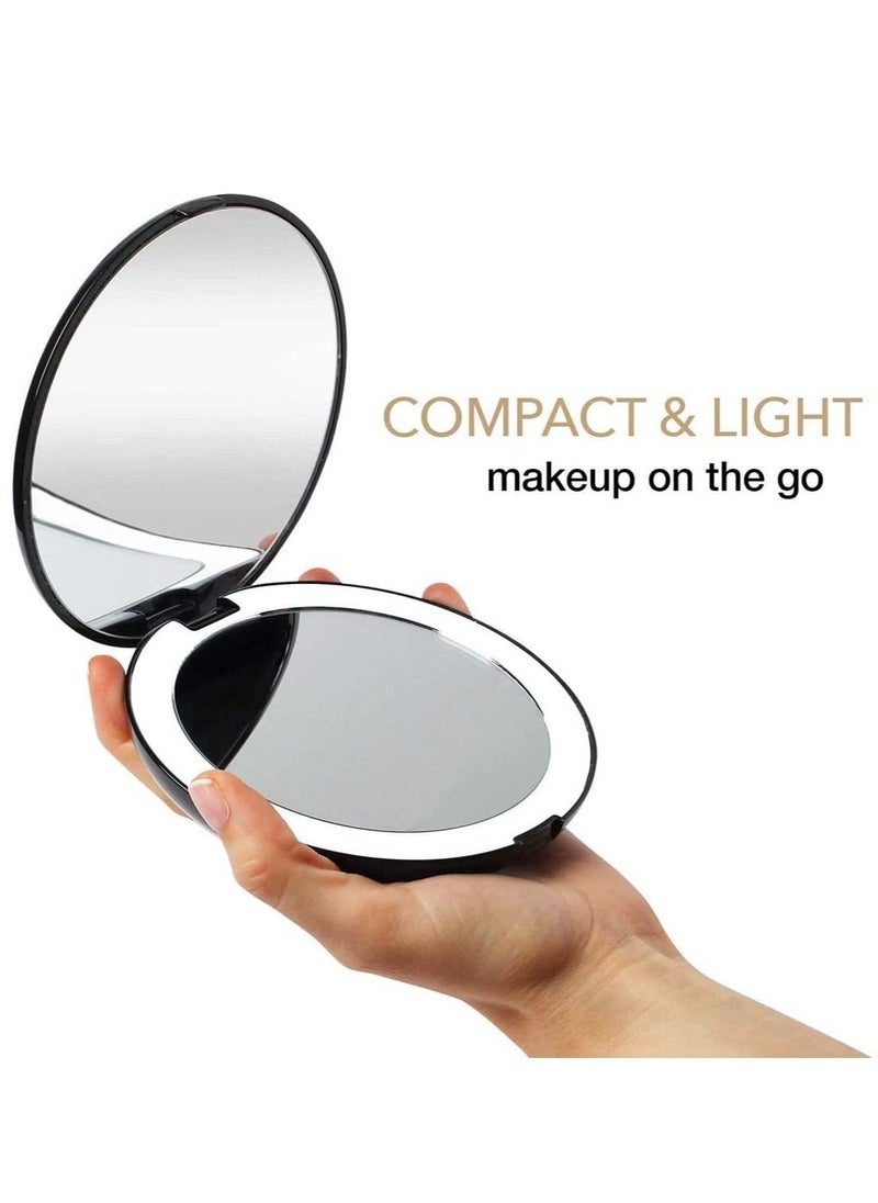 Y&D Pocket Makeup Mirror for Travel 1X / 10X Double Sided Magnifying Compact Handbag Cosmetic Mirror 4 Inch Ultra-thin Handheld Round Foldable Portable Women (Black)  - Image 5