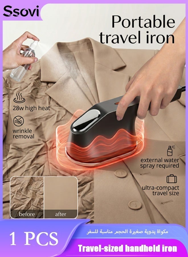 Ssovi Mini Travel Dry Iron for Clothes, Portable Handheld Ironing Machine with Titanium Soleplate, Low Power 28W Anti-Scald Wrinkle Remover (Grey) - Image 1