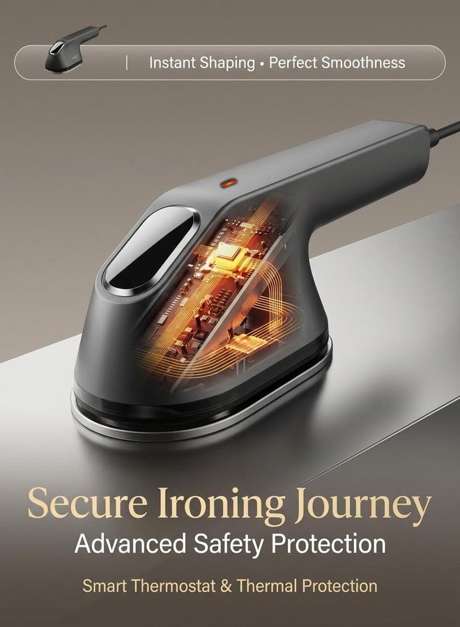 Ssovi Mini Travel Dry Iron for Clothes, Portable Handheld Ironing Machine with Titanium Soleplate, Low Power 28W Anti-Scald Wrinkle Remover (Grey) - Image 5