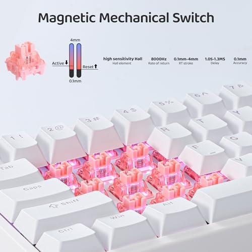 BOYI 66Pro Rapid Trigger Magnetic Switch 65% Mechanical Keyboard,Hall Effect Gasket-Mounted RGB HotSwap Hyper-Fast Adjustable Actuation Wired Compact Gaming Keyboard with Knob(White) - Image 2