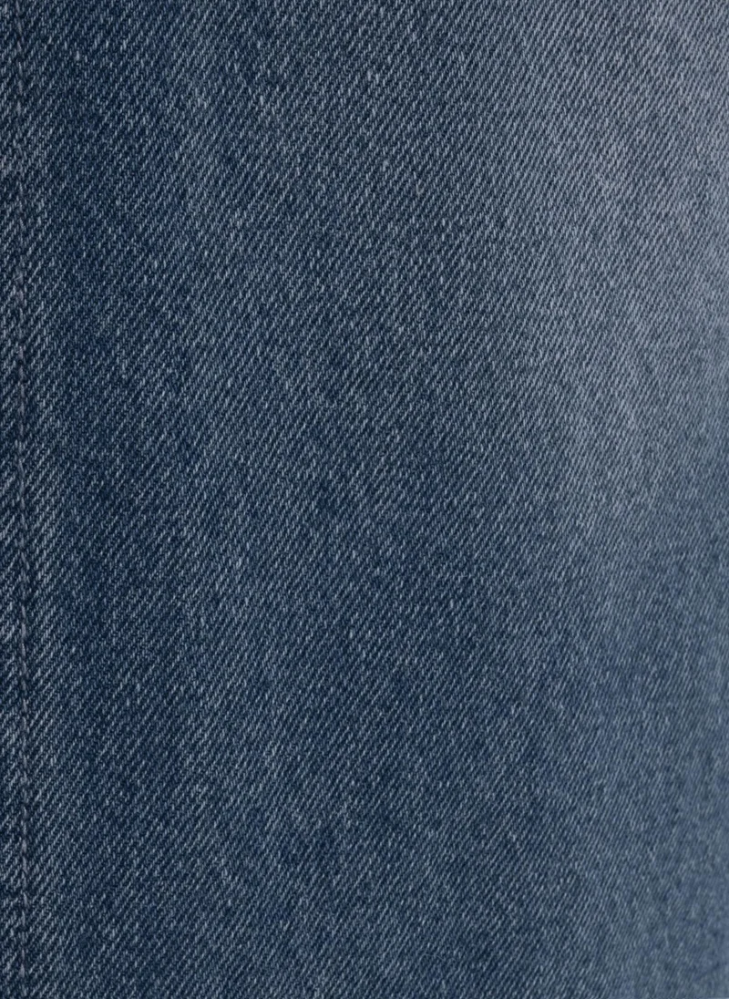 Lichi Denim maxi skirt with diagonal stitching