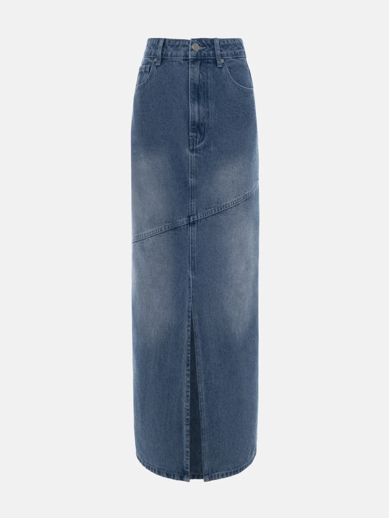 ليتشي تنورة دنيم ماكسي تتخللها خياطة قطرية