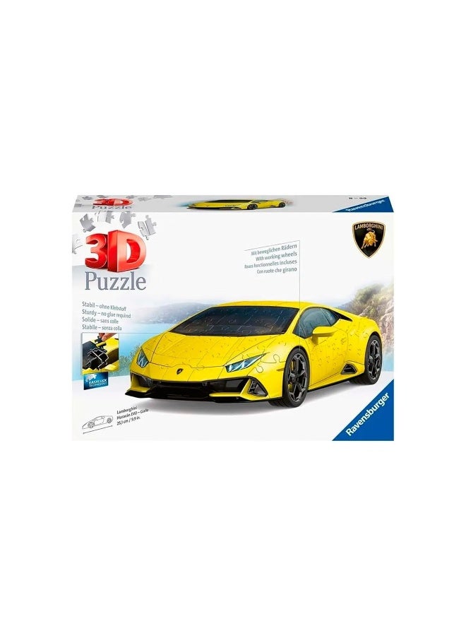 Ravensburger لعبة بازل 3D من رافينسبورجر لامبورغيني هوراكان إيفو صفراء (108 قطعة) - Image 1