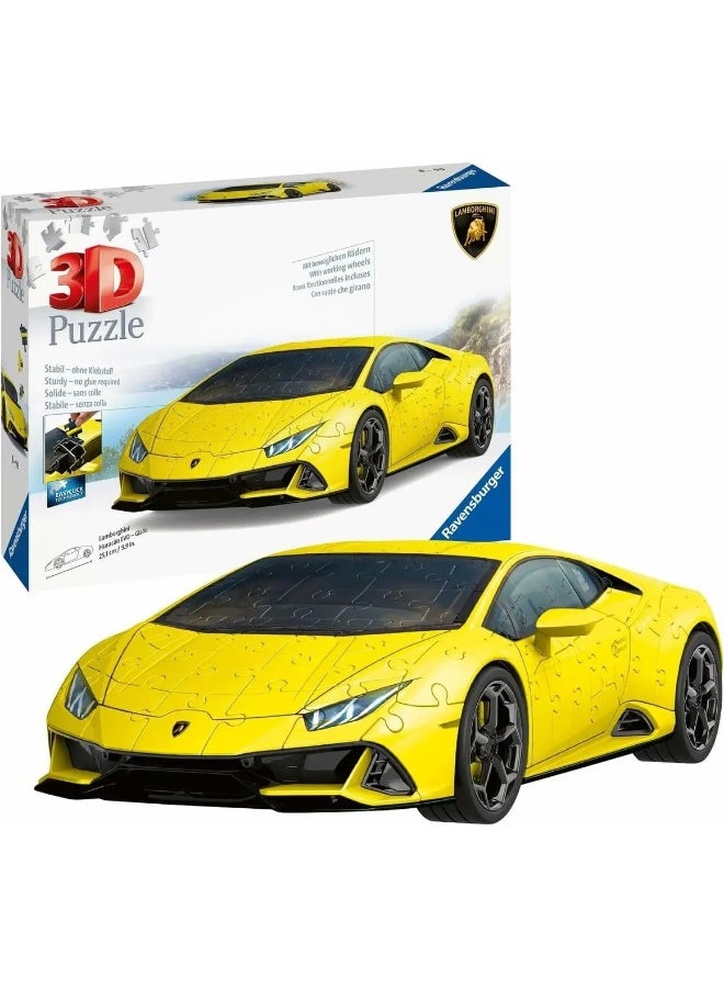 Ravensburger لعبة بازل 3D من رافينسبورجر لامبورغيني هوراكان إيفو صفراء (108 قطعة) - Image 2