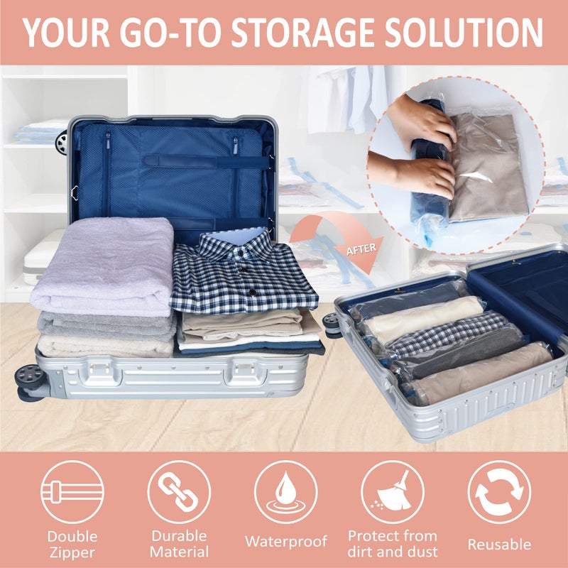 Cozy Essential 20 Travel Compression Bags, Hand Roll Up Travel Space Saver Bags for Luggage No Vacuum Needed, Cruise Ship Essentials (8 Large Roll/8 Medium Roll/4 Small Roll) - Image 2