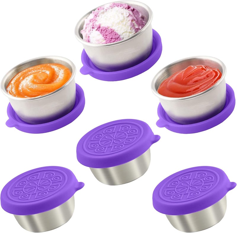 Qukaka 6x1.6 Oz Salad Dressing Containers With Lids, Small Leakproof Reusable Stainless Steel Salad Dressing Container To Go For Lunch Boxes,Sauce containers, Picnics,Travel Meal Prep And Kitchen Storage. - Image 1