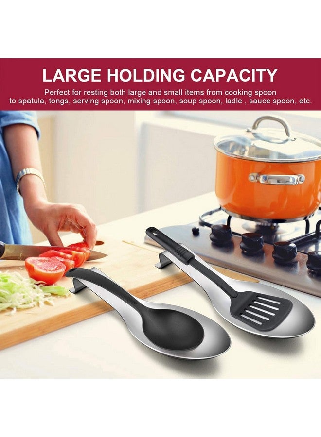 INKULTURE INKULTURE Stainless Steel Spoon Rest for Home & Kitchen, Pack 02 Pcs | Extra Large | Spatula Ladle Holder | Spoon Rest Holder - Image 4