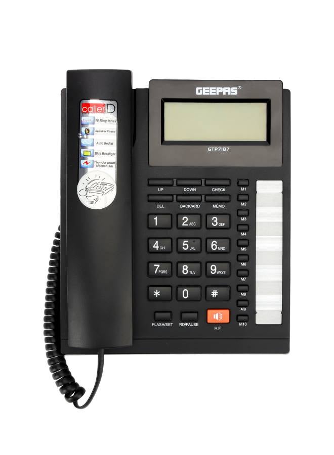 GEEPAS Executive Telephone with Caller ID 16 Digits Telephone - Recording 15 Out & 50 Incoming Calls Multicolour - Image 1