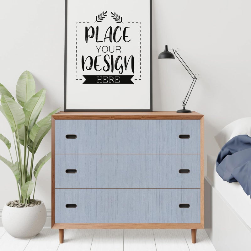 Biyoee Blue Grasscloth Peel and Stick Wallpaper Texture Self-Adhesive Contact Paper 15.7" X 120" Faux Grasscloth Removable Wallpaper for Cabinets Counter Top Liners - Image 3