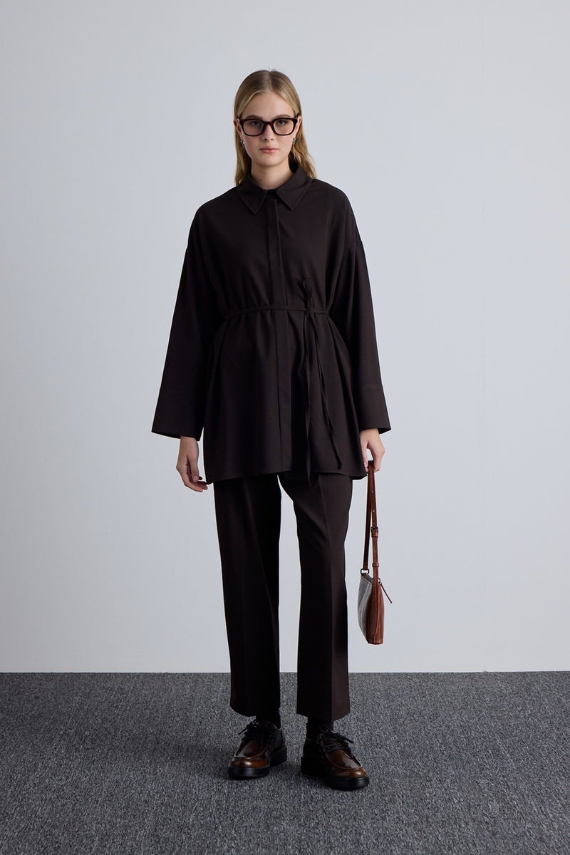 Manuka Wide Neck Tunic Dark Brown  - Image 1