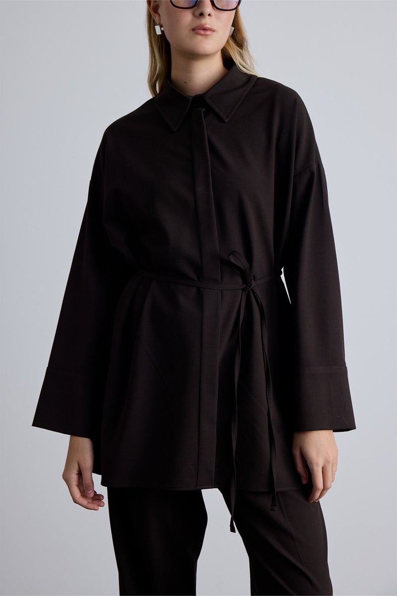 Manuka Wide Neck Tunic Dark Brown  - Image 4