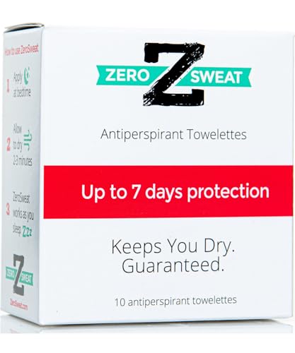 ZeroSweat Antiperspirant Wipes Deodorant  Clinical Strength Hyperhidrosis Treatment  Reduces Armpit Sweat  10 Wipes New  Improved