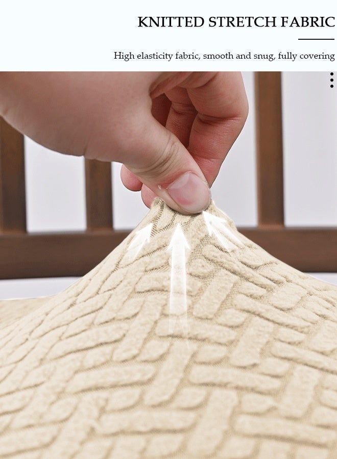 DUNISO 4 Pack Non Slip Stretch Jacquard Dining Chair Seat Cover, Beige Durable Anti-Scratch Chair Guard for Home Restaurant Use - Image 3