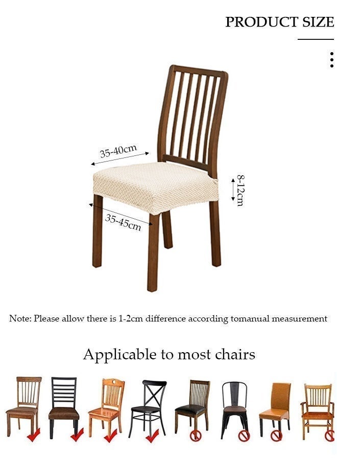 DUNISO 4 Pack Non Slip Stretch Jacquard Dining Chair Seat Cover, Beige Durable Anti-Scratch Chair Guard for Home Restaurant Use - Image 2