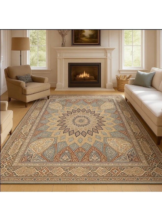 LINGWEI Area Rug Vintage Traditional Area Rug 200x300cm Kitchen Floor Cover Foldable Thin Rug Indoor Mat for Bedroom Living Room Dining Room - Image 2