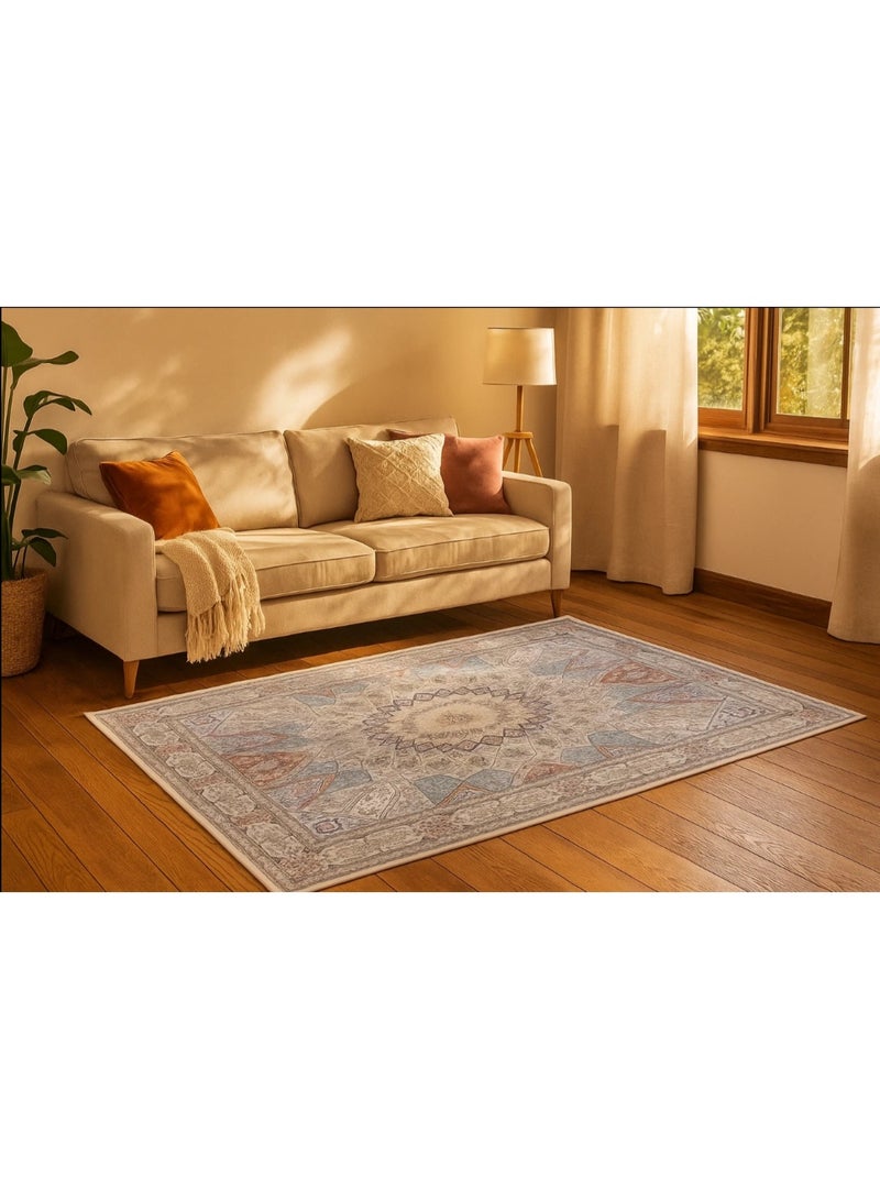 LINGWEI Area Rug Vintage Traditional Area Rug 200x300cm Kitchen Floor Cover Foldable Thin Rug Indoor Mat for Bedroom Living Room Dining Room - Image 4