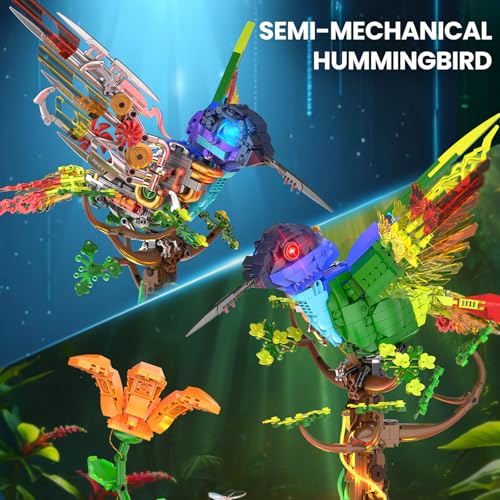 JMBricklayer Mechanical Hummingbird Building Set with LED Light Bird Model Sets for Adults Flower Animal Collection Toy Art Creative Gifts Home Office Dcor Ideas for Women Men Kids 14 - Image 5