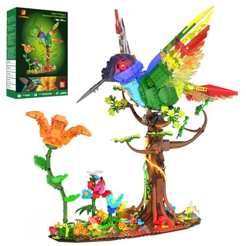 JMBricklayer Mechanical Hummingbird Building Set with LED Light Bird Model Sets for Adults Flower Animal Collection Toy Art Creative Gifts Home Office Dcor Ideas for Women Men Kids 14 - Image 1