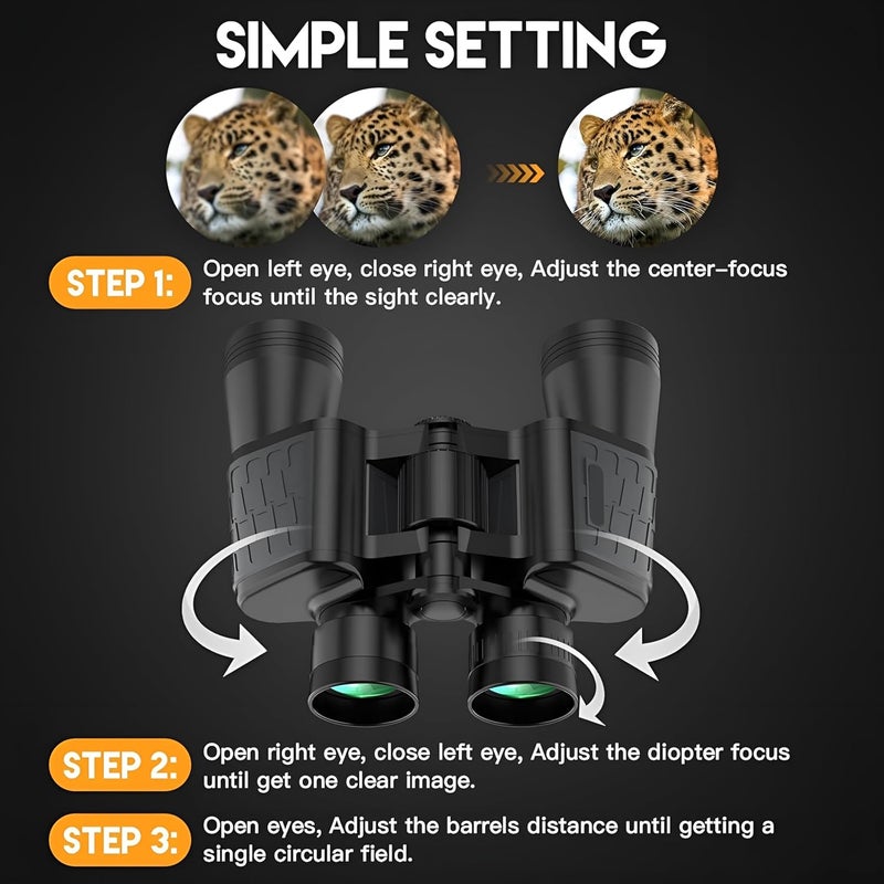 Feelon مناظير لمسافات طويلة، 10x50 زوم، 3000 متر مدى بعيد مع رؤية واضحة عالية القوة عدسة BAK4 بريزم FMC سهلة التركيز محمولة (ضمان 6 أشهر) - Image 3