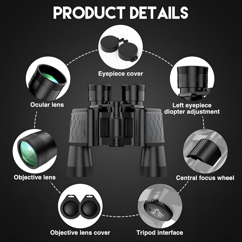 Feelon مناظير لمسافات طويلة، 10x50 زوم، 3000 متر مدى بعيد مع رؤية واضحة عالية القوة عدسة BAK4 بريزم FMC سهلة التركيز محمولة (ضمان 6 أشهر) - Image 4