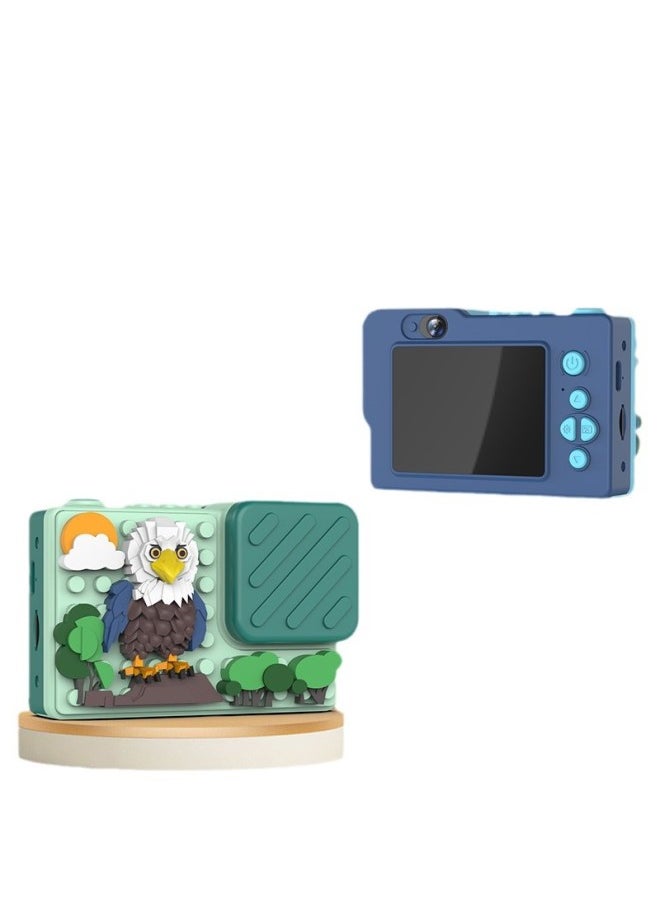 Generic H9 Children's Camera Step Into High-definition Dual-camera Digital Camera Creative Building Blocks Puzzle Toy Camera-Body Color:Black 64g Memory Card  - Image 5