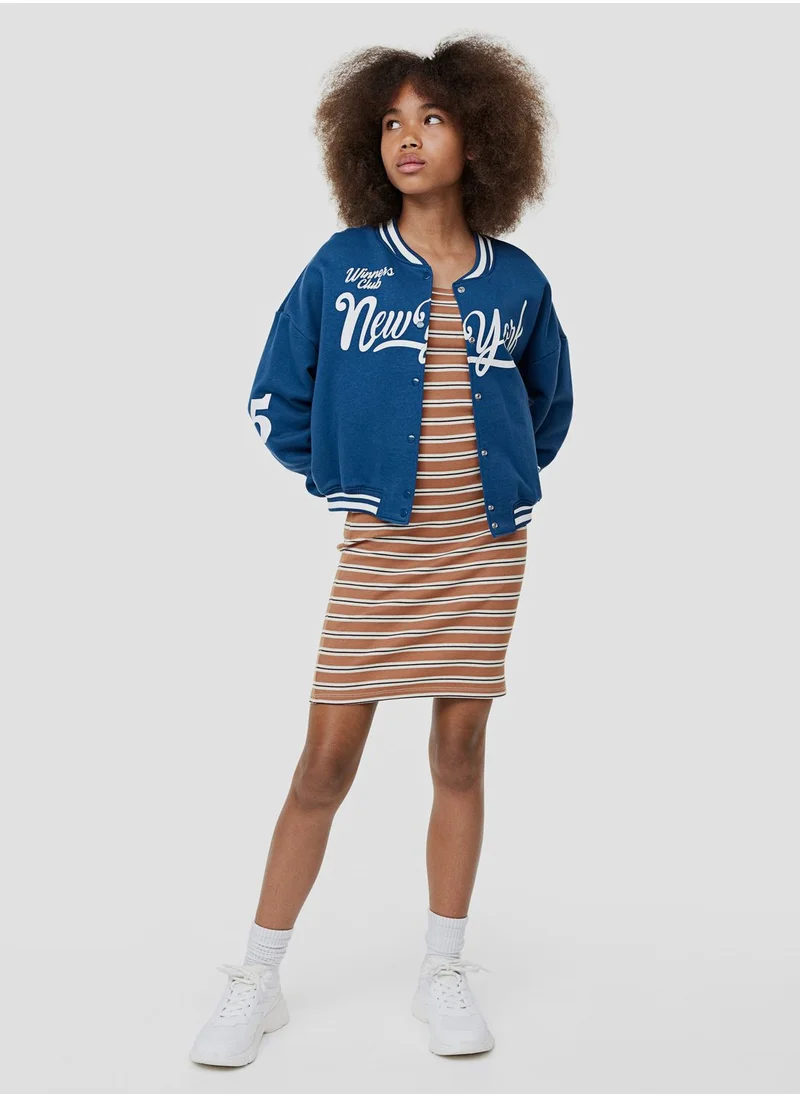 H&M Kids Stripe Printed Ribbed Dress