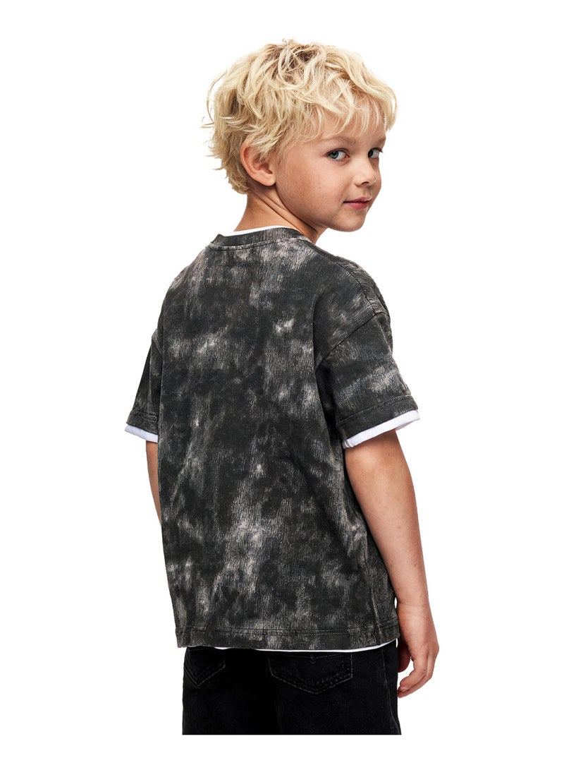 Andora Boys Tie-Dye Slip On Casual Tee - Dark Grey - Image 3