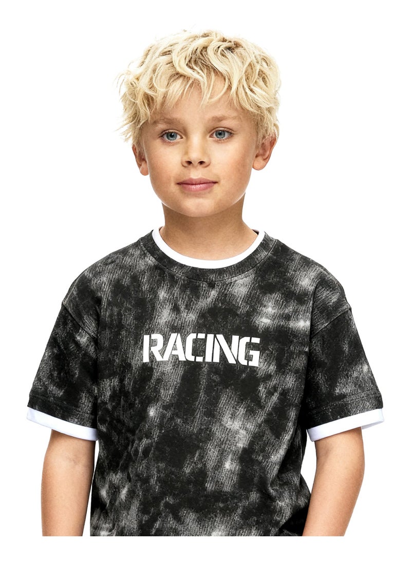 Andora Boys Tie-Dye Slip On Casual Tee - Dark Grey - Image 2
