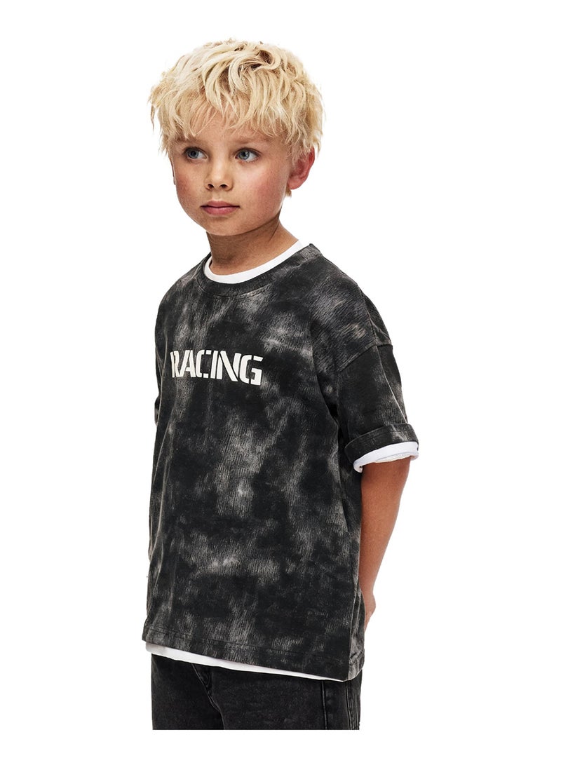 Andora Boys Tie-Dye Slip On Casual Tee - Dark Grey - Image 4