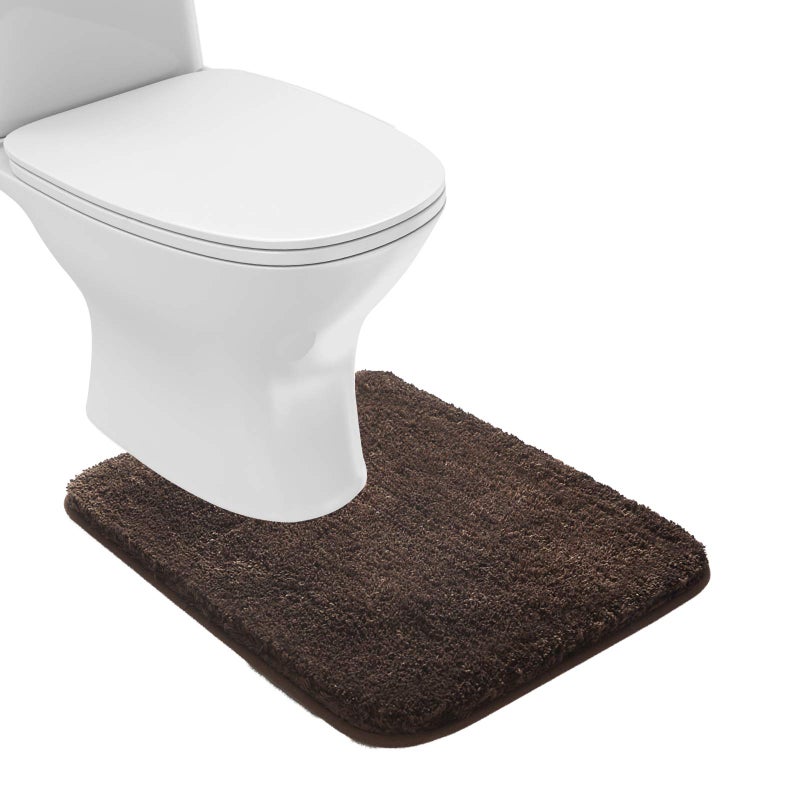 Suchtale Bathroom Contour Rug Non Slip Bath Mat Water Absorbent Soft Microfiber Shaggy Bathroom Mat Machine Washable Bath Rug for Bathroom Thick Plush U Shape Toilet Rug 20 x 24 Brown