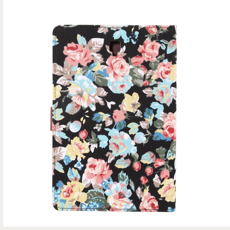ديبايس جراب جلدي أفقي قابل للطي بتصميم زهور لجهاز Galaxy Tab S4 10.5 / T830، مع حامل وفتحة للبطاقة (أسود) - Image 3