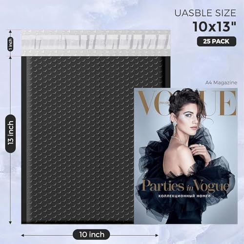 Metronic Bubble Mailer 10x13 Black 25Pack Waterproof Padded Envelopes Self Seal Large Bubble Mailers Cushioning Bubble Envelopes for ShippingBooksJewelry Makeup Supplies - Image 3