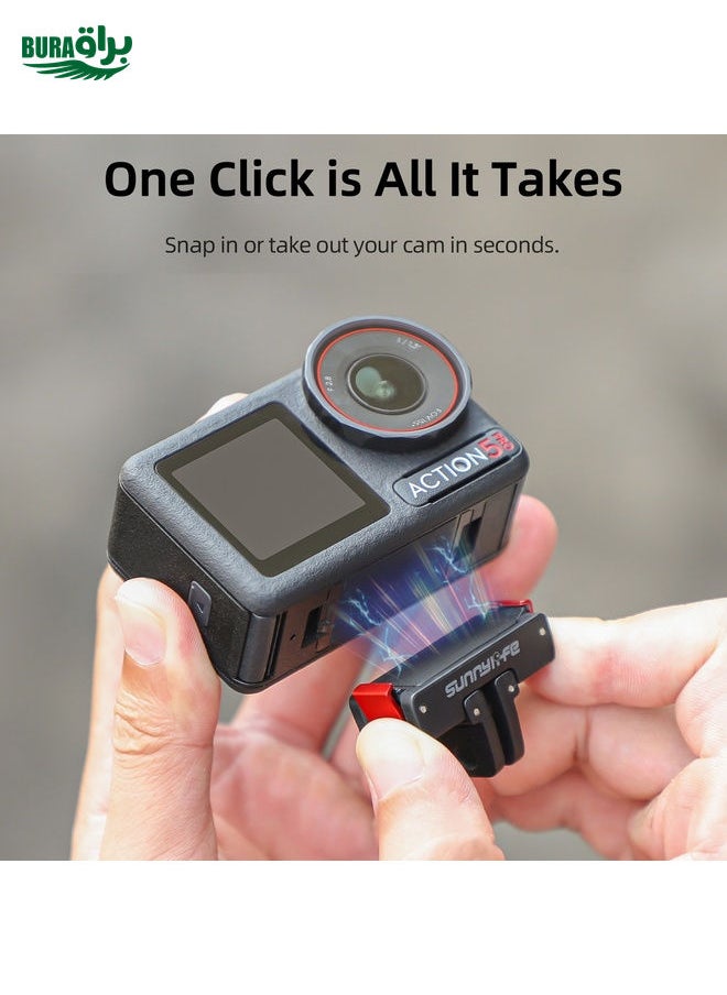 BURAQ - For DJI Osmo Action 5 Pro / 4 / 3 Sunnylife Foldable Magnetic Quick Release Mount Action Camera Selfie Stick Tripod Adapter Cam Stand (Black) - Image 1